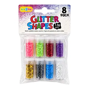 Hình Thủ Công Nhiều Màu Lấp Lánh, Kre8me, Glitter Shapes, 8 Hũ (12g) - UNCLE BILLS