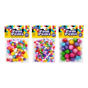 Cục Bông Xù Làm Đồ Thủ Công (Nhiều Mẫu), Kre8me, Craft Pompom Balls, 200 Viên (10mm) - UNCLE BILLS