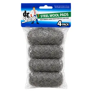 Miếng Lau Chùi Thép Dạng Lông Cừu, Steel Wool Pads, 4 Cái - DR SHINE