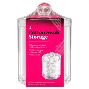 Hũ Đựng Tăm Bông/Bông Gòn, Cotton Swab Storage Jar with Lid (9.7 x 12.9cm) - UNCLE BILLS