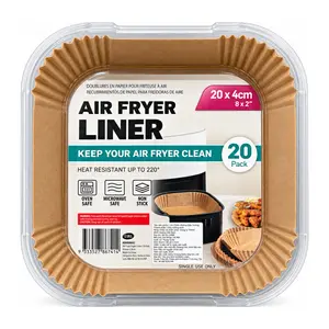 Giấy Lót Nồi Chiên Không Dầu Hình Vuông, Air Fryer Paper Liners, Square, 20 Tờ (20 x 4cm) - UNCLE BILLS