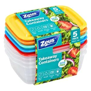 Hộp Đựng Thực Phẩm Có Nắp, Coloured Takeaway Container with Lids, 5 Cái (180ml) - ZEUS