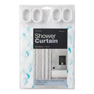 Màn Che Phòng Tắm Nhựa Dẻo 12 Móc, Printed Shower Curtain (180 x 180cm) - UNCLE BILLS