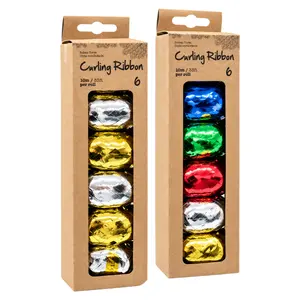 Ruy Băng Giấy Bạc, Foil Curling Ribbon, 6 Cuộn (5mm x 60m) - UNCLE BILLS