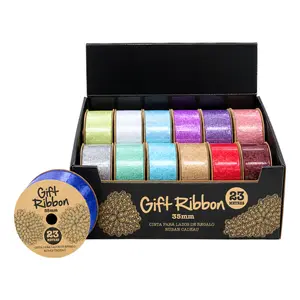 Dây Ruy Băng Lấp Lánh Gói Quà (Nhiều Mẫu), Glitter Gift Ribbon (35mm x 23m) - UNCLE BILLS
