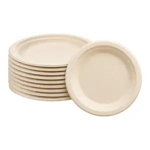 Dĩa Bã Mía, Sugarcane Bagasse Plates, 10 Cái, 9" (22.8cm) - GRACZ