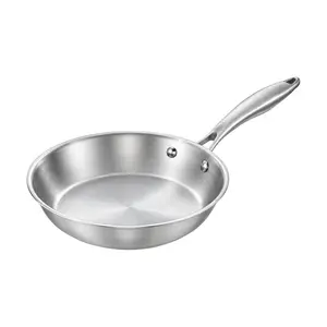 Chảo Inox Nguyên Khối, Omi Gourmet Tri-ply Stainless Steel Frying Pan, 24cm (470 x 240 x 50mm) - INOCHI