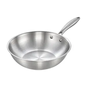 Chảo Inox Nguyên Khối, Omi Gourmet Tri-ply Stainless Steel Frying Pan, 28cm (510 x 280 x 85mm) - INOCHI