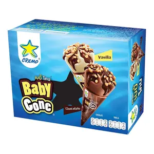 Kem Ốc Quế Mini Hương Vani & Socola, Baby Cone, Vanilla & Chocolate Ice Cream, 12 Cây (360ml) - CREMO