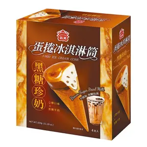 Kem Ốc Quế Vị Sữa Trân Châu Đường Đen, Ice Cream Cone, Brown Sugar Pearl Milk, 4 Cây, 11.29 oz (320g) - I-MEI