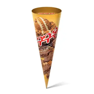 Kem Ốc Quế Caramen Socola, Goo Goo Cone, Caramel in Chocolate & Marshmallow Ice Cream & Chocolate Peanuts Topping (160ml) - LOTTE