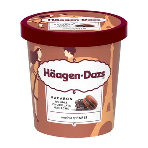 Kem Macaron Socola, X Pierre Hermé Paris, Macaron Double Chocolate Ganache (420ml) - HAAGEN-DAZS