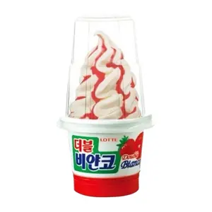 Kem Hồng Tuyết Vị Dâu Táo, Double Bianco, Apple Ice Cream with Strawberry Syrup (210ml) - LOTTE