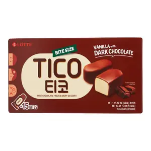 Kem Vani Phủ Socola Đắng, Tico Bite Size, Mini Chocolate Frozen Dairy Dessert, Vanilla with Dark Chocolate, 15 Viên (510ml) - LOTTE