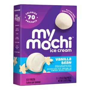 Mochi Nhân Kem Vani, Premium Ice Cream in Sweet Rice Dough, Vanilla Bean, 6 Cái, 7.5 oz (210g) - MY MOCHI