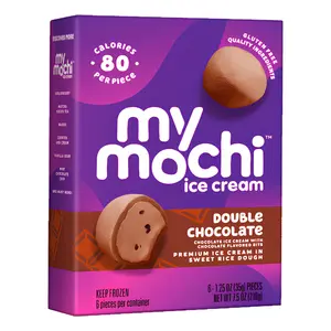 Mochi Nhân Kem Socola, Premium Ice Cream in Sweet Rice Dough, Double Chocolate, 6 Cái, 7.5 oz (210g) - MY MOCHI