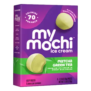 Mochi Nhân Kem Trà Xanh, Premium Ice Cream in Sweet Rice Dough, Matcha Green Tea, 6 Cái, 7.5 oz (210g) - MY MOCHI
