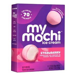 Mochi Nhân Kem Dâu, Premium Ice Cream in Sweet Rice Dough, Strawberry, 6 Cái, 7.5 oz (210g) - MY MOCHI