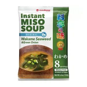Súp Miso Rong Biển Ăn Liền Vị Hành, Instant Miso Soup, Wakame Seaweed & Green Onion, 8 Gói, 5.4 oz (152g) - MARUKOME