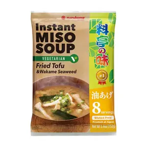 Súp Miso Rong Biển Ăn Liền Vị Đậu Chiên, Instant Miso Soup, Fried Tofu & Wakame Seaweed, 8 Gói, 5.4 oz (152g) - MARUKOME