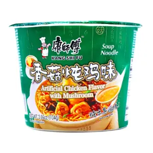 Mì Ăn Liền Vị Gà Nấm Hương, Chicken Flavor with Mushroom Noodle Soup, 3.66 oz (104g) - KANG SHI FU