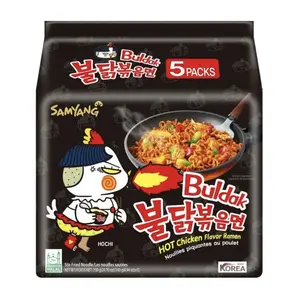 Mì Khô Gà Cay, Buldak, Instant Stir-Fried Hot Chicken Flavored Ramen, 5 Gói (700g) - SAMYANG