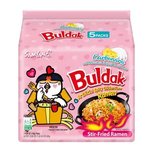 Mì Khô Gà Cay Vị Phô Mai, Buldak Carborana, Hot Chicken Flavored Ramen, 5 Gói (650g) - SAMYANG