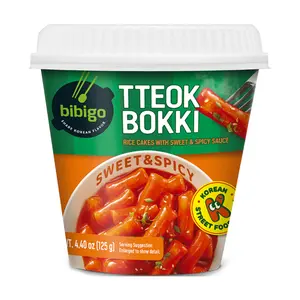 Bánh Gạo Sốt Cay Ngọt, Tteokbokki, Rice Cakes with Sweet & Spicy Sauce, 4.4 oz (125g) - BIBIGO