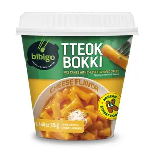 Bánh Gạo Sốt Vị Phô Mai, Tteokbokki, Rice Cakes with Cheese Flavored Sauce, 4.4 oz (125g) - BIBIGO