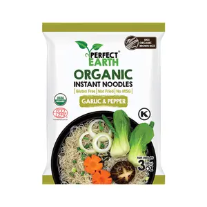 Mì Ăn Liền Hữu Cơ Vị Tỏi & Tiêu, Organic Instant Noodles, Garlic & Pepper (85g) - PERFECT EARTH