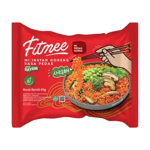 Mì Rau Chân Vịt Xào Ăn Liền Vị Cay Hàn Quốc, Instant Spicy Korean Fried Spinach Noodles (65g) - FITMEE