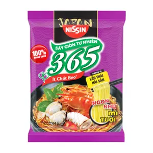 Mì Không Chiên Hương Vị Lẩu Thái Hải Sản, 365 Air-Dried Instant Noodles, Seafood Thai Hot Pot Flavor (68g) - NISSIN