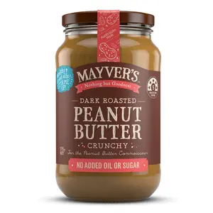Bơ Đậu Phộng Có Hạt, Dark Roasted Peanut Butter Crunchy, No Added Sugar (375g) - MAYVER'S
