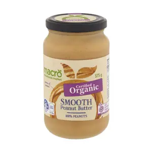 Bơ Đậu Phộng Mịn Hữu Cơ, Certified Organic Smooth Peanut Butter (375g) - MACRO