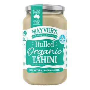 Bơ Hạt Vừng Bóc Vỏ Hữu Cơ, Hulled Organic Tahini (385g) - MAYVER'S