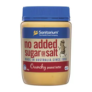 Bơ Đậu Phộng Giòn Không Đường Không Muối, No Added Sugar or Salt Crunchy Peanut Butter (500g) - SANITARIUM