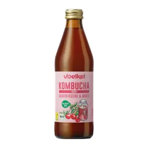 Trà Kombucha Anh Đào & Bạc Hà Hữu Cơ, Sour Cherry & Mint Kombucha (330ml) - VOELKEL