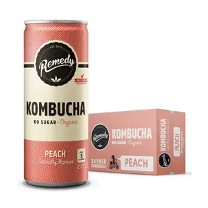 Trà Lên Men Hữu Cơ Vị Đào, Organic Kombucha, Peach, No Sugar (250ml) - REMEDY