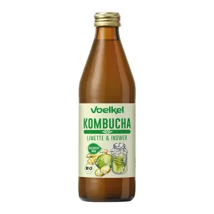 Trà Kombucha Chanh & Gừng Hữu Cơ, Lime & Ginger Kombucha (330ml) - VOELKEL