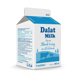 Sữa Tươi Thanh Trùng Ít Đường, Pasteurized Milk, Less Sugar (180ml) - DALAT MILK