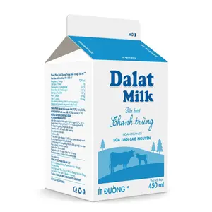 Sữa Tươi Thanh Trùng Ít Đường, Pasteurized Milk, Less Sugar (450ml) - DALAT MILK