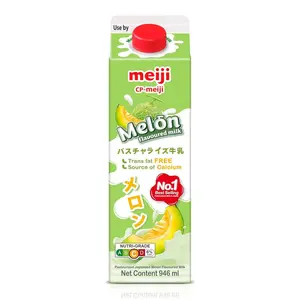 Sữa Tươi Thanh Trùng Vị Dưa Lưới, Pasteurized Melon Flavoured Milk (946ml) - MEIJI