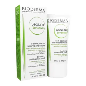 Kem Dưỡng Da Cho Da Mụn, Sébium Sensitive, Soothing Anti-Blemish Care, 1 fl oz (30ml) - BIODERMA