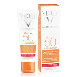 Kem Chống Nắng Giúp Ngăn Ngừa Dấu Hiệu Lão Hóa, Capital Soleil, SPF 50, Anti Aging 3 in 1 (50ml) - VICHY