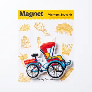 Nam Châm Nhựa Xích Lô Đỏ, 3D Printed Plastic Magnet 'Red Cyclo' - SANNY SOUVENIR