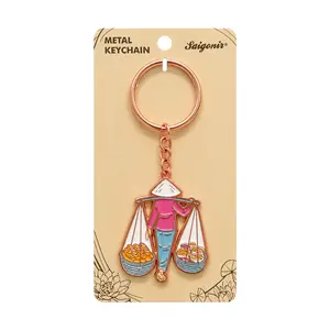 Móc Khóa Kim Loại Gánh Hàng Rong, Metal Keychain 'Street Vendor' - SANNY SOUVENIR