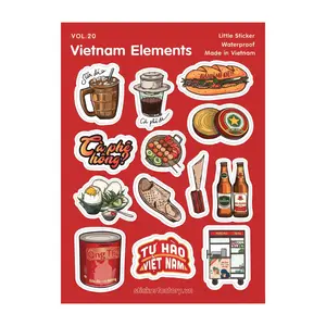 Hình Dán A6 Món Ăn Việt Nam Đỏ, Sticker Sheet Vietnamese Cuisine Red - SANNY SOUVENIR