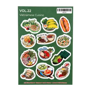 Hình Dán A6 Món Ăn Việt Nam Xanh Lá, Sticker Sheet Vietnamese Cuisine Green - SANNY SOUVENIR