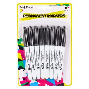 Bút Lông Đen, Pen2Paper, Black Permanent Markers, 8 Cây - UNCLE BILLS