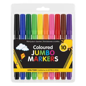 Bút Lông Vẽ & Tô Màu Size Lớn, Coloured Jumbo Markers , 10 Cây - UNCLE BILLS